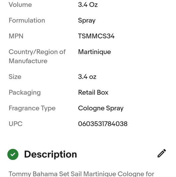 Tommy Bahama Martinique Eau de Cologne Spray for Men 3.4 fl.oz - Picture 12 of 12